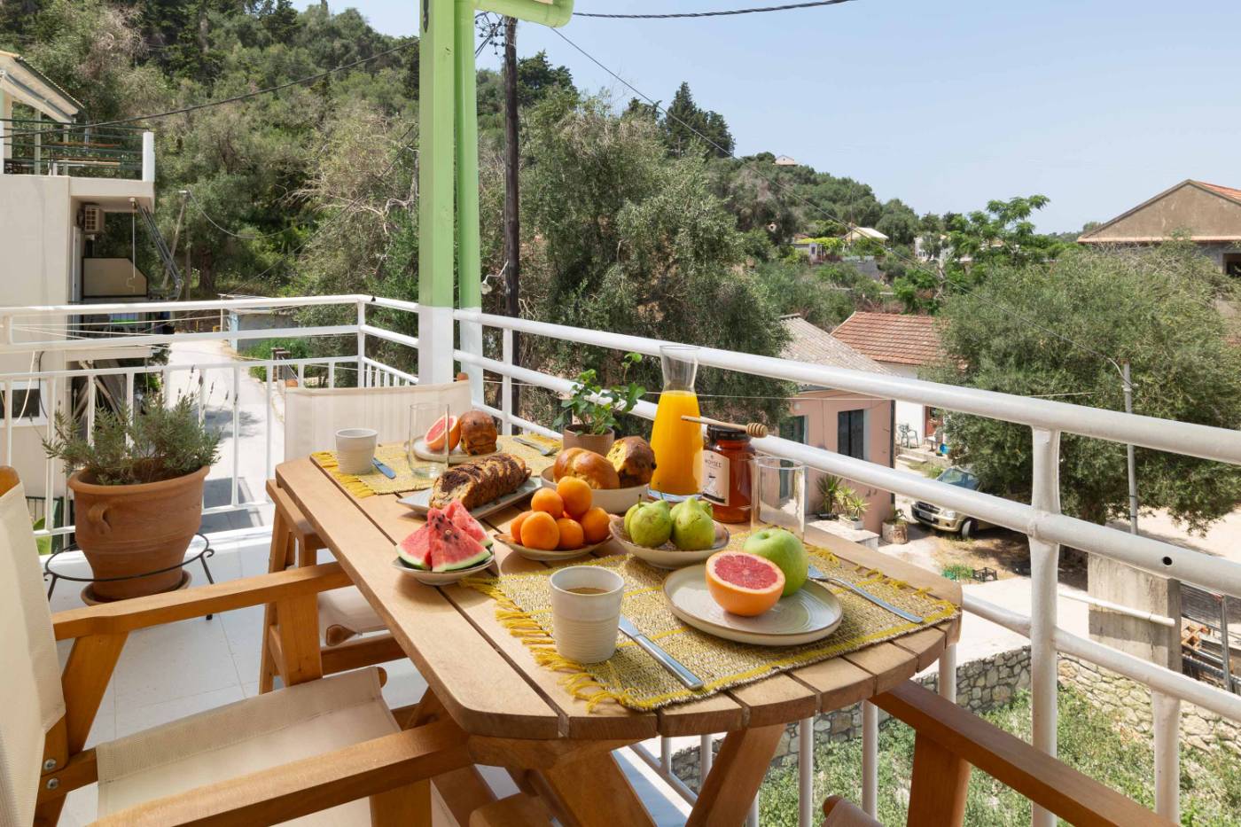 Venti di Paxos I — balcony over the olive groves